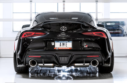 AWE 2020+ Toyota Supra A90 Resonated Touring Edition Exhaust - 5in Chrome Silver Tips